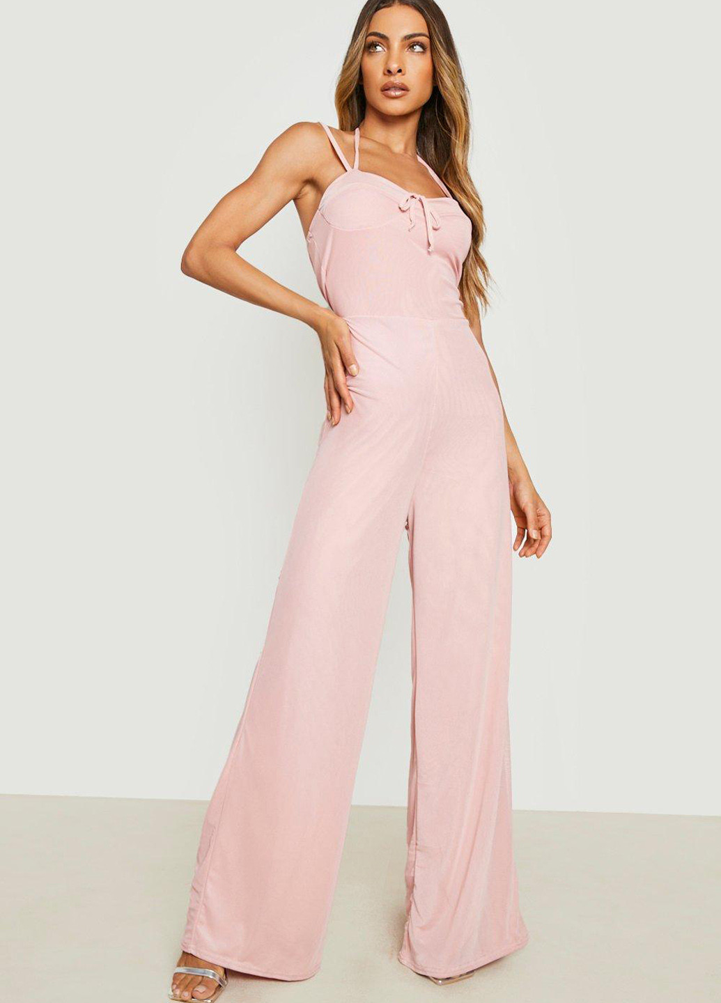 Комбінезон Boohoo комбінезон-брюки однотонний рожевий кежуал поліестер