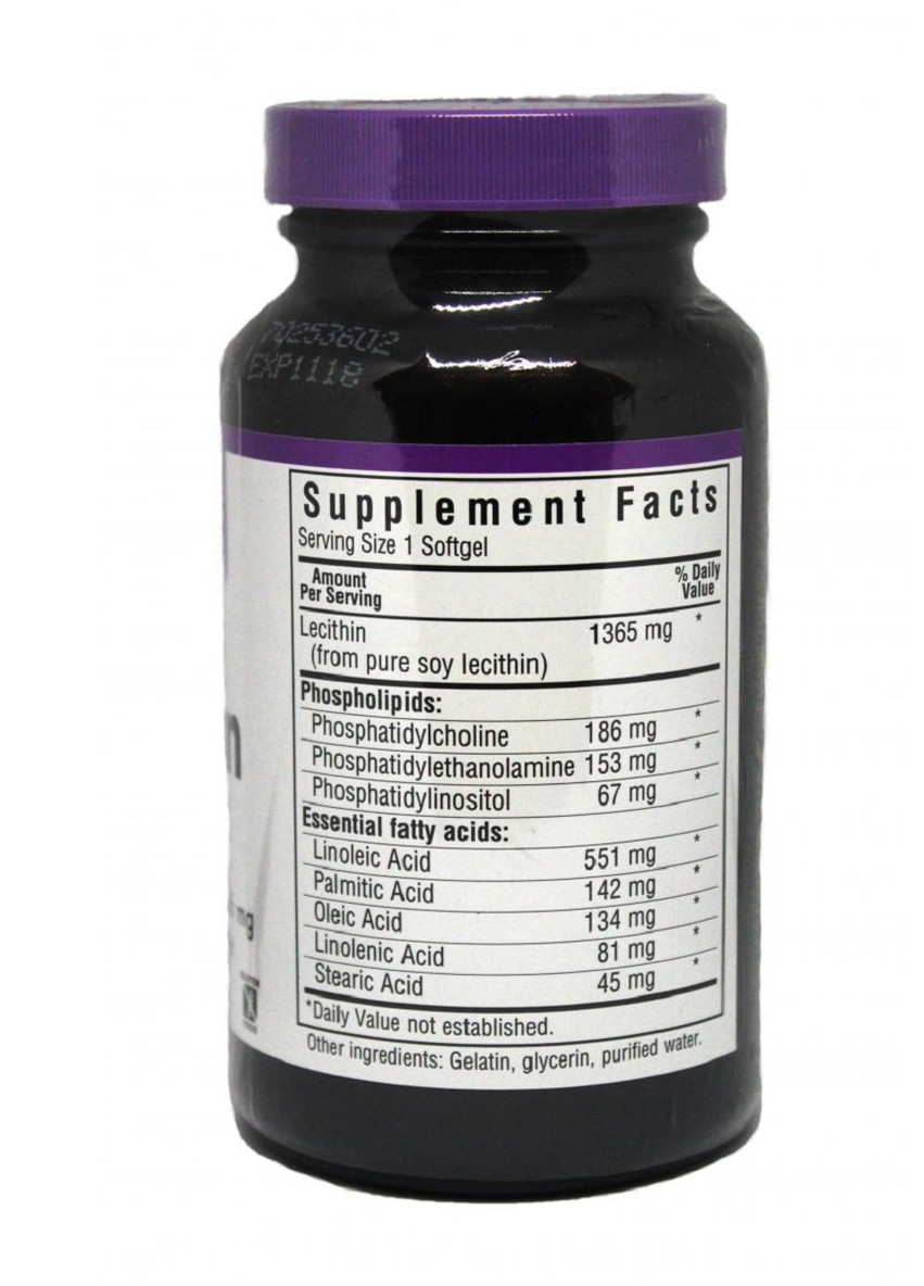 Натуральный Лецитин 1365мг,, 90 желатиновых капсул Bluebonnet Nutrition (225714630)