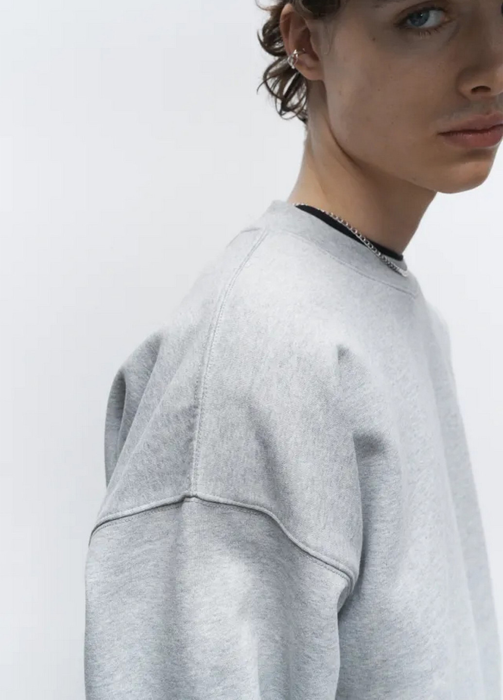 Світло-сірий світшот H&M меланж без декору (366276643)