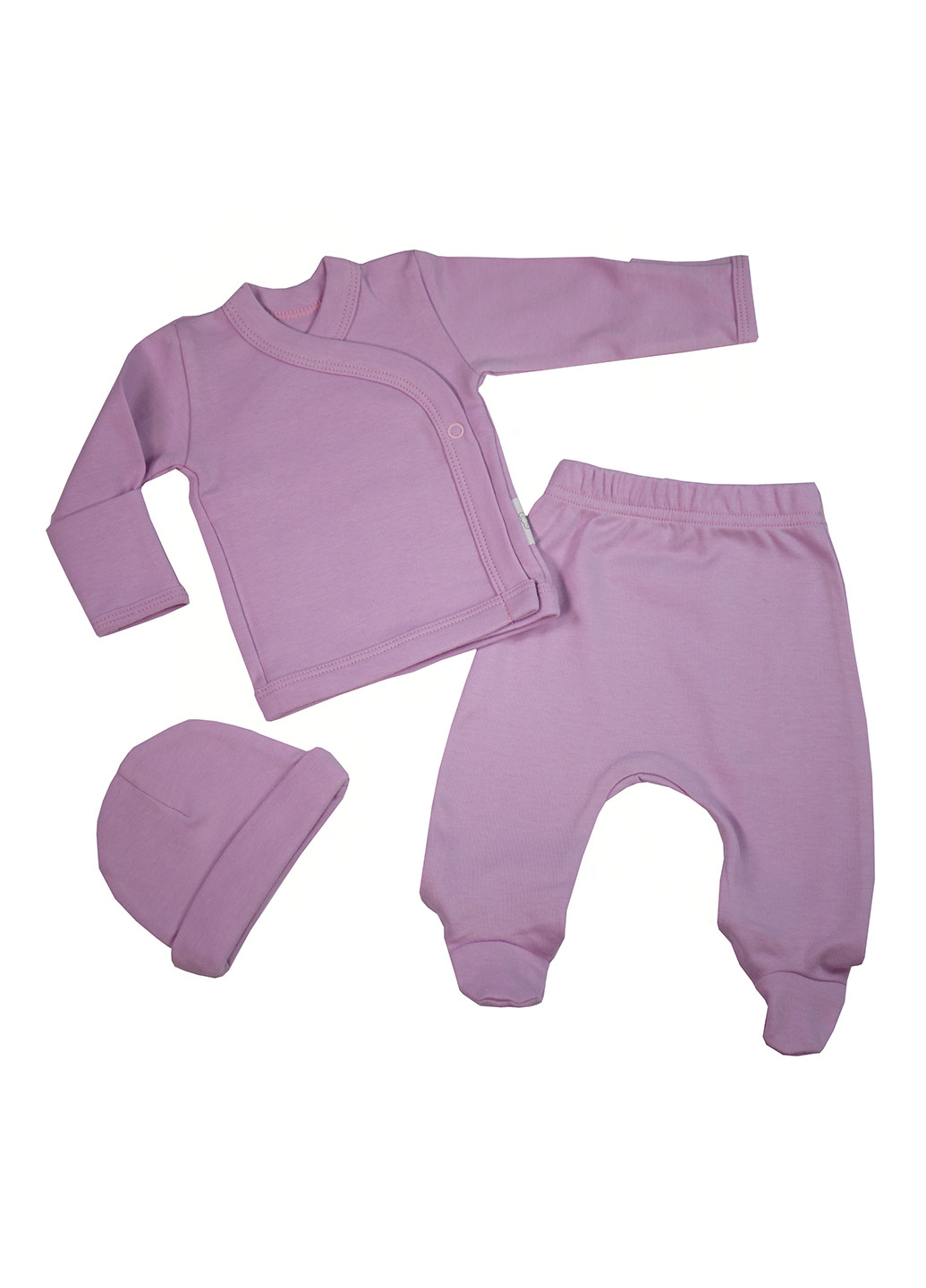 Фіолетовий демісезонний комплект (сорочечка, повзунки, шапка) Tobbi