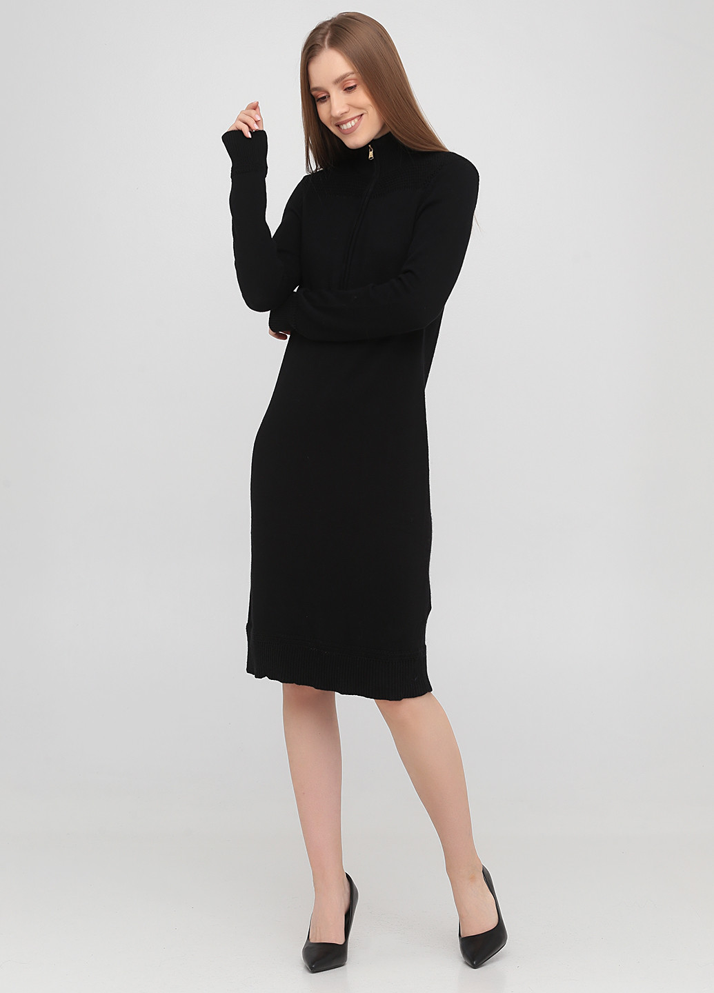 Черное кэжуал платье платье-свитер Ralph Lauren однотонное