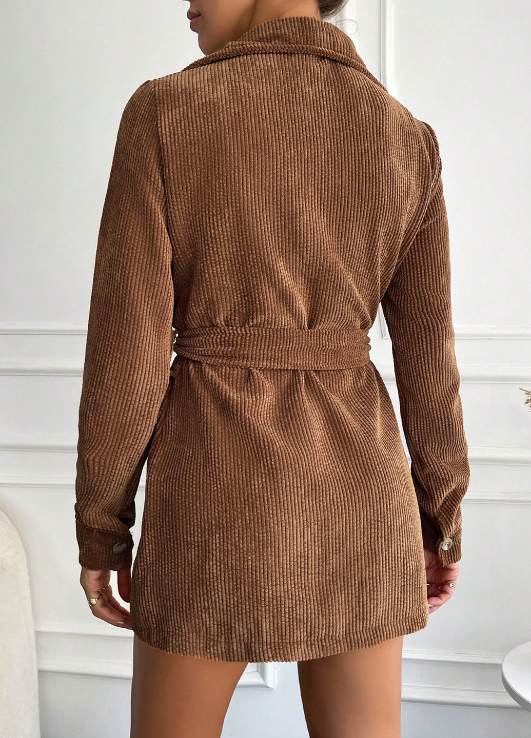 Коричневое кэжуал платье рубашка SHEIN однотонное