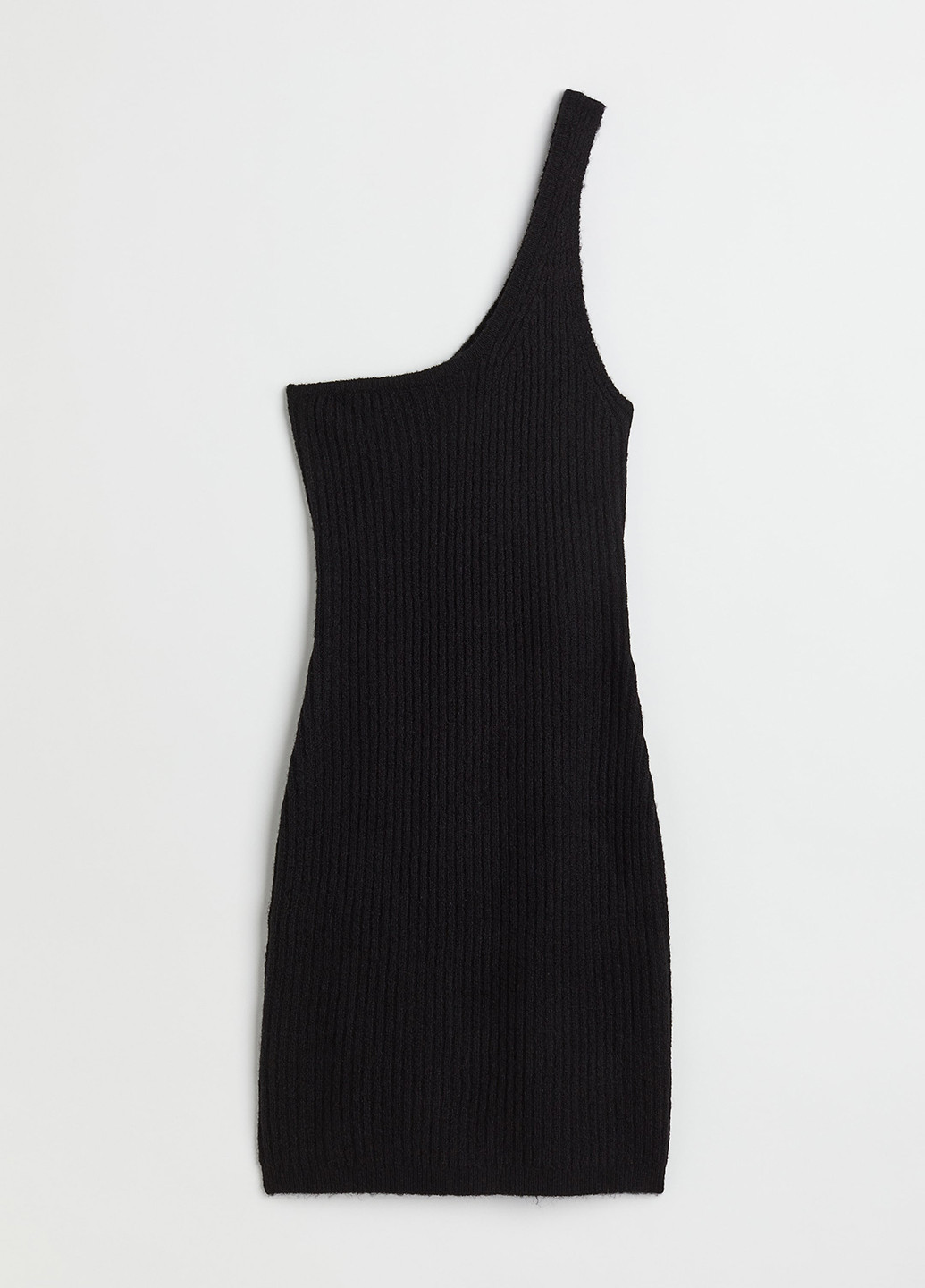 Чорна кежуал сукня силуетна, на одне плече H&M однотонна