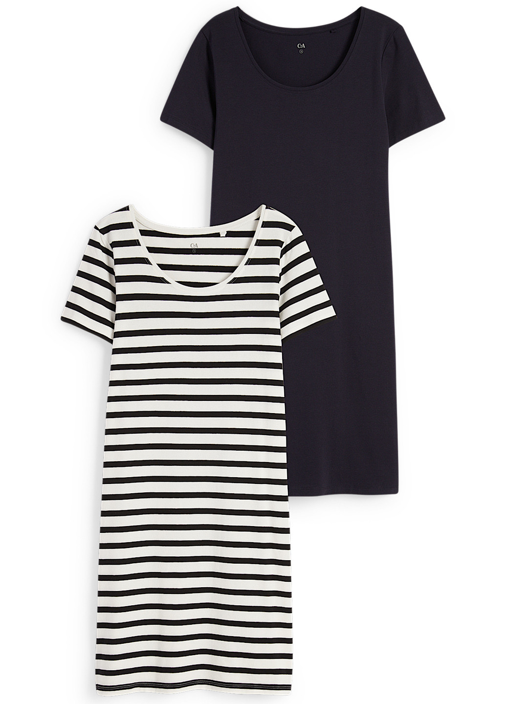 Чорно-білий кежуал сукня (2 шт.) сукня-футболка C&A в смужку