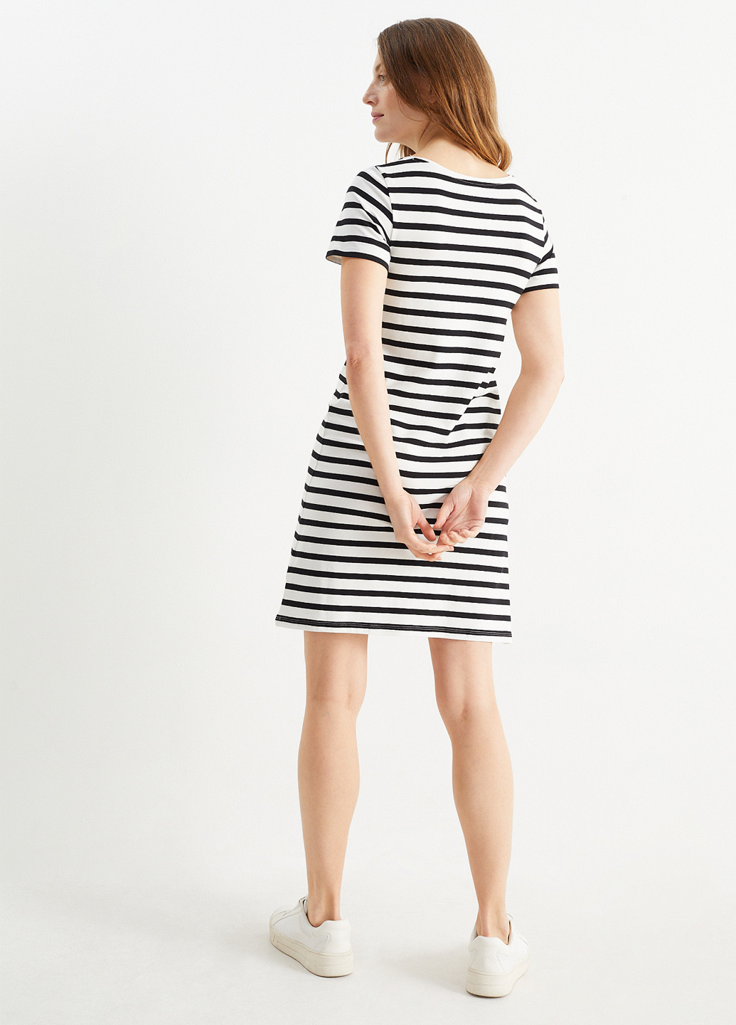 Чорно-білий кежуал сукня (2 шт.) сукня-футболка C&A в смужку