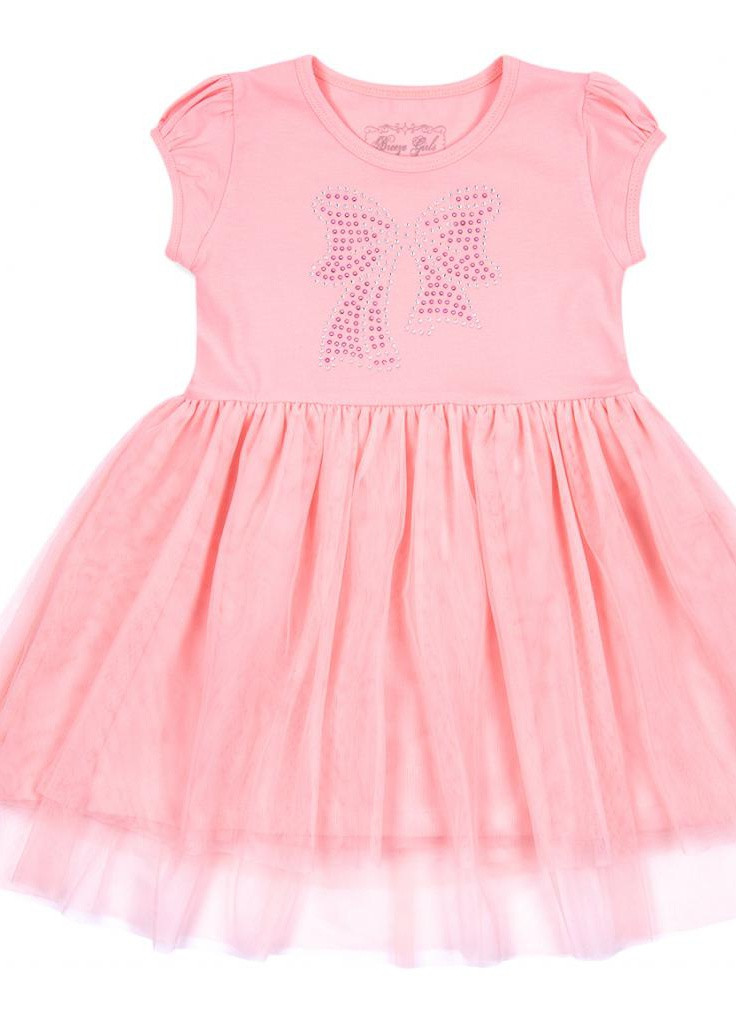 Коралова футболка з бантиком з страз (6283-92g-peach) Breeze (205765640)