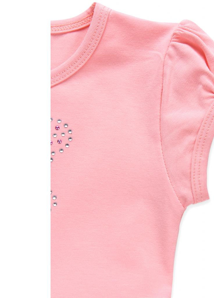 Коралова футболка з бантиком з страз (6283-92g-peach) Breeze (205765640)