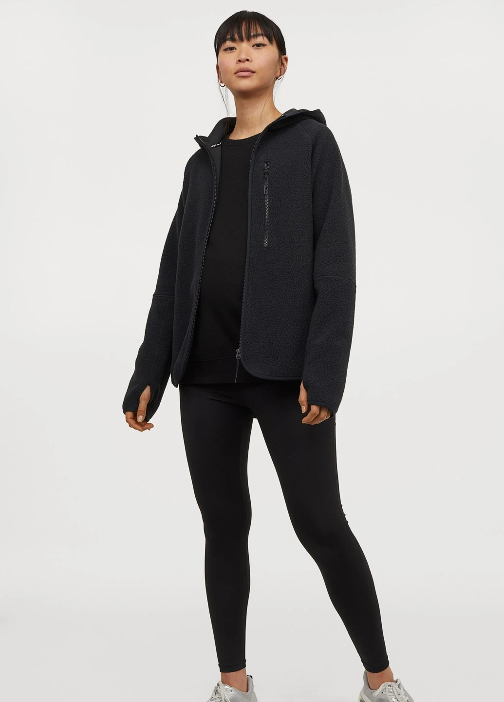 Черные демисезонные спортивные леггинсы для беременных H&M