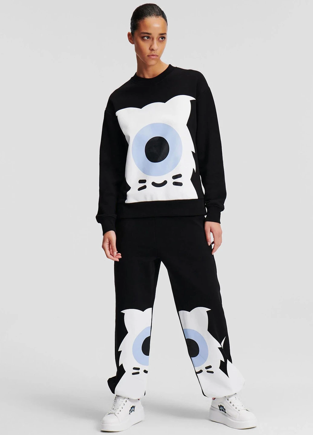 Черный свитшот Karl Lagerfeld рисунок без декора (333935918)