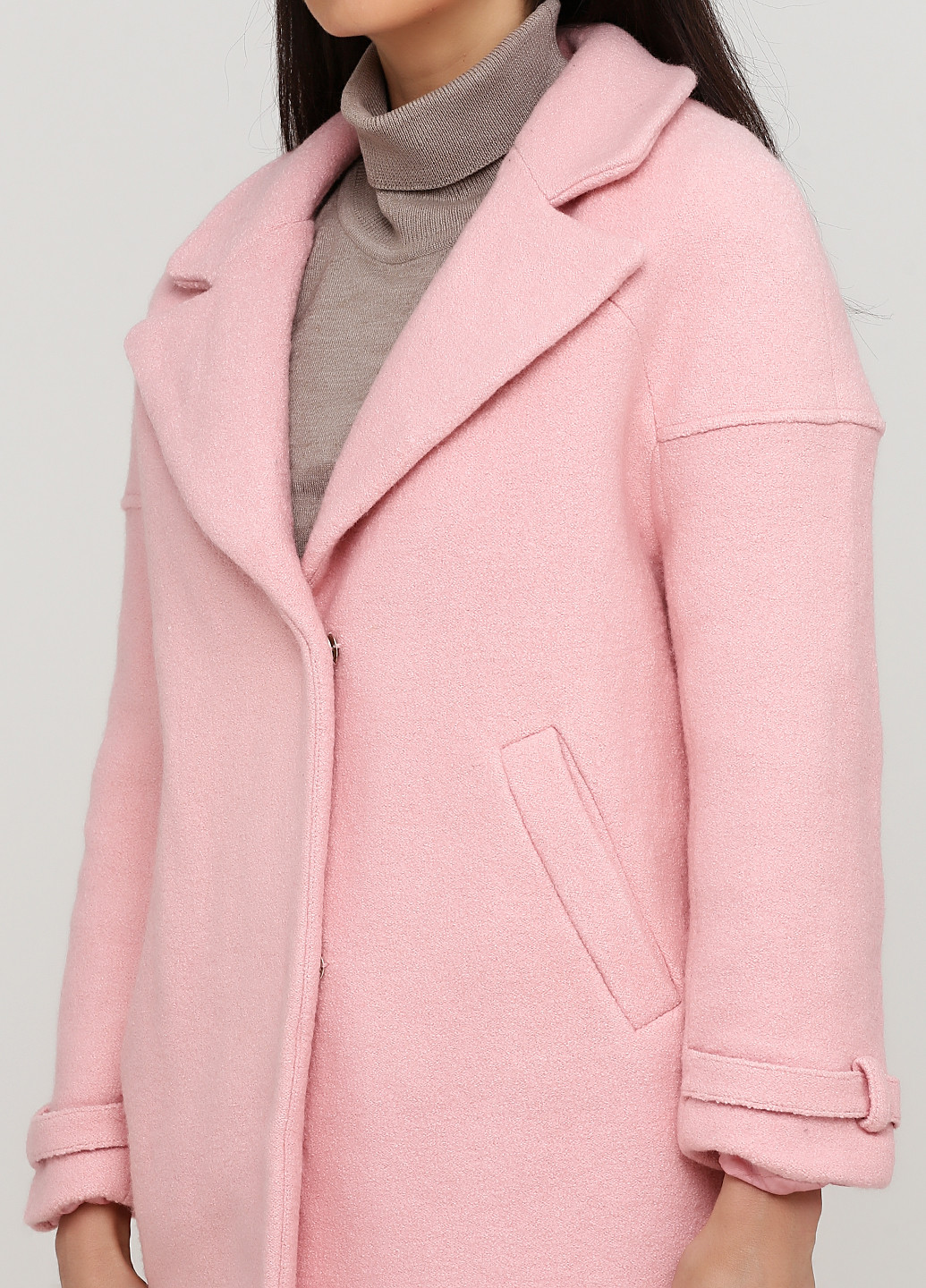 Светло-розовое демисезонное Пальто однобортное Only