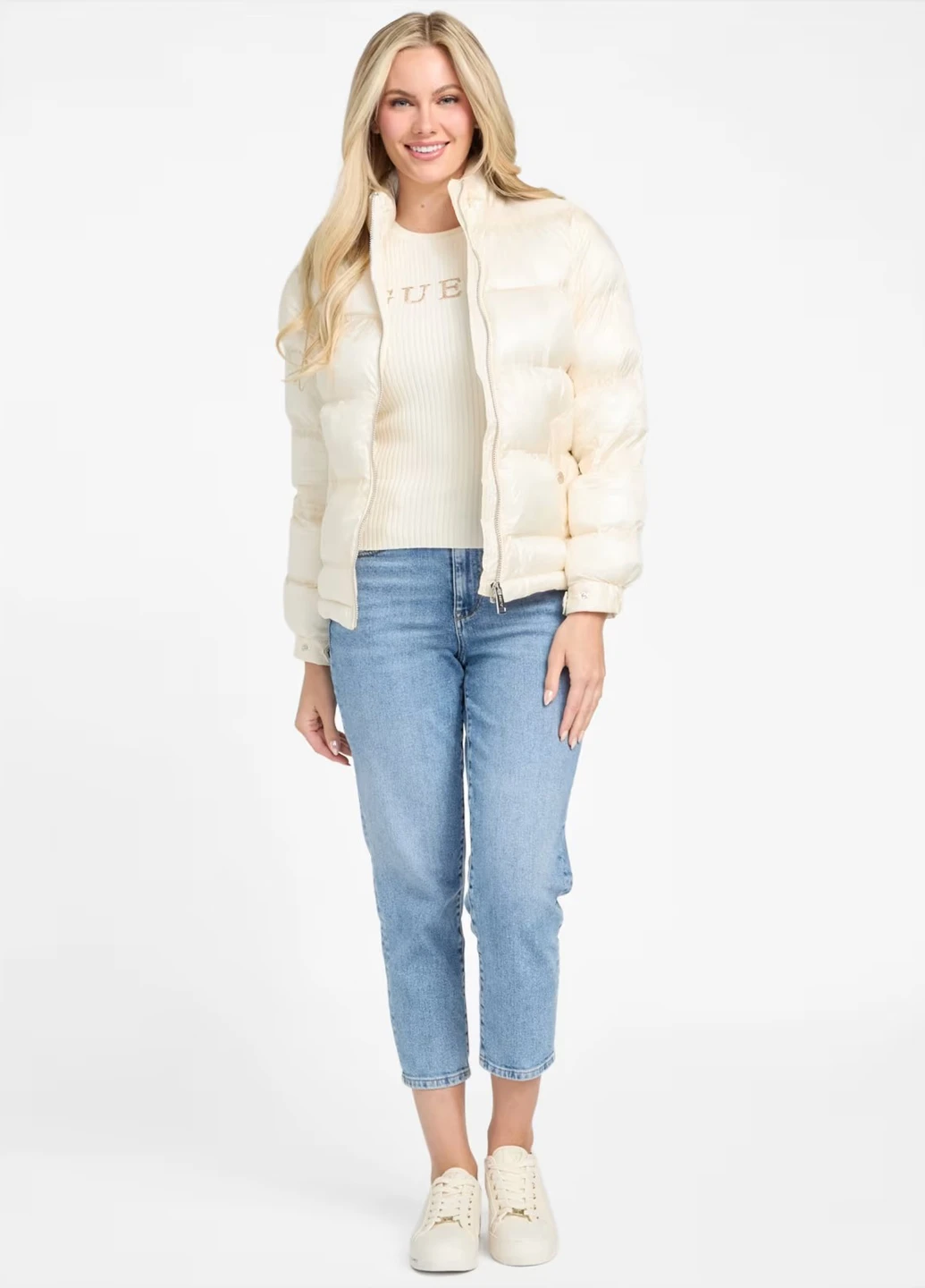 Молочная демисезонная куртка Guess