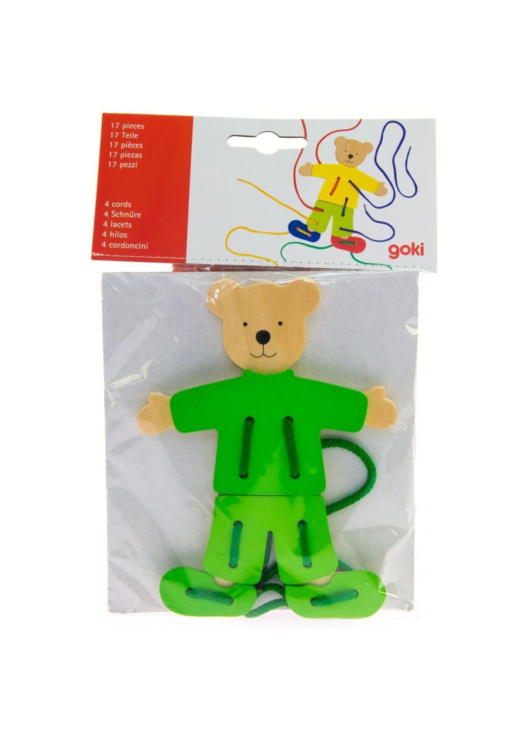 Розвиваюча іграшка Шнурівка Ведмідь з одягом (58929) Goki (254069004)