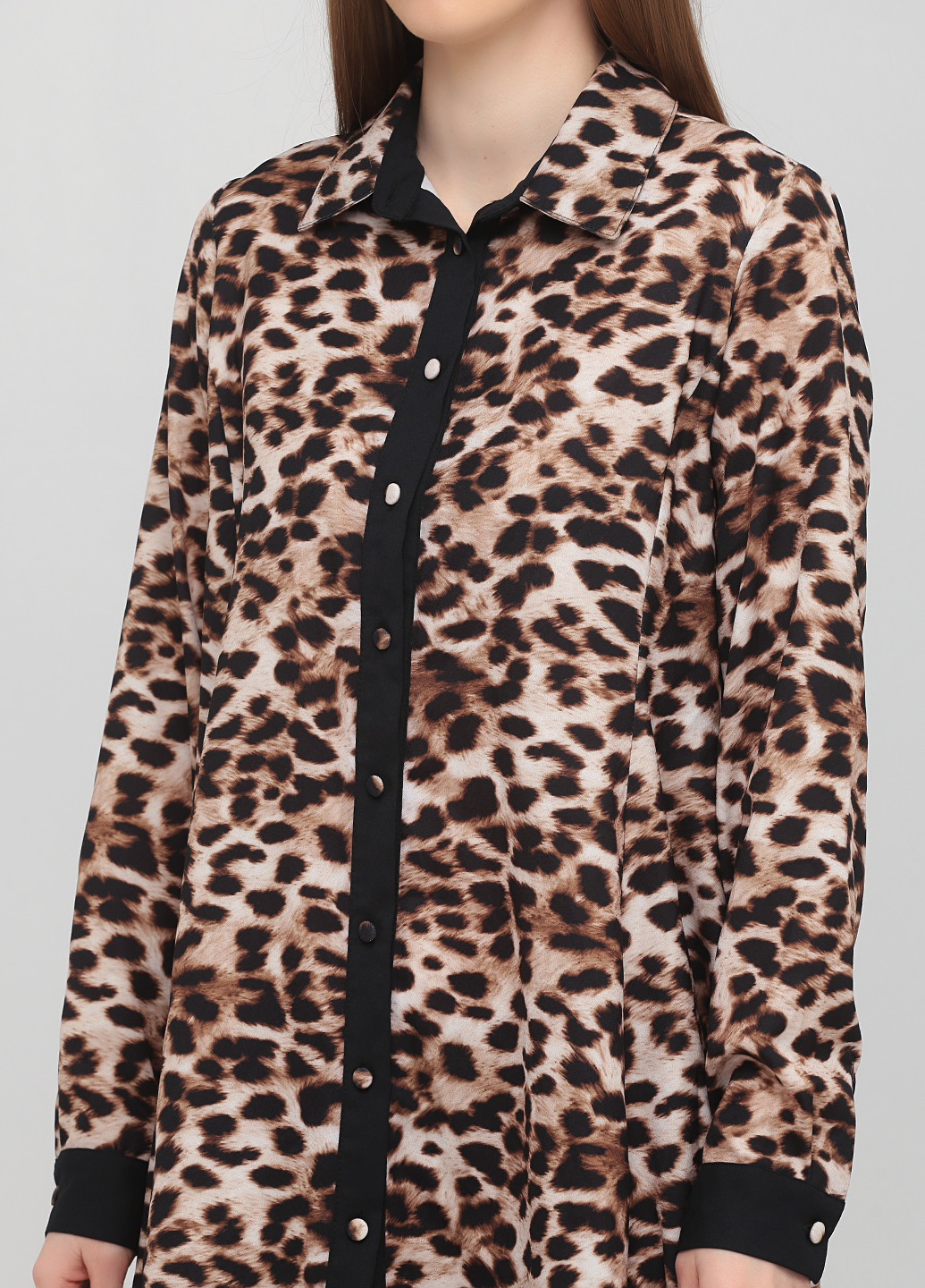 Комбинированное кэжуал платье рубашка Tensione IN леопардовый