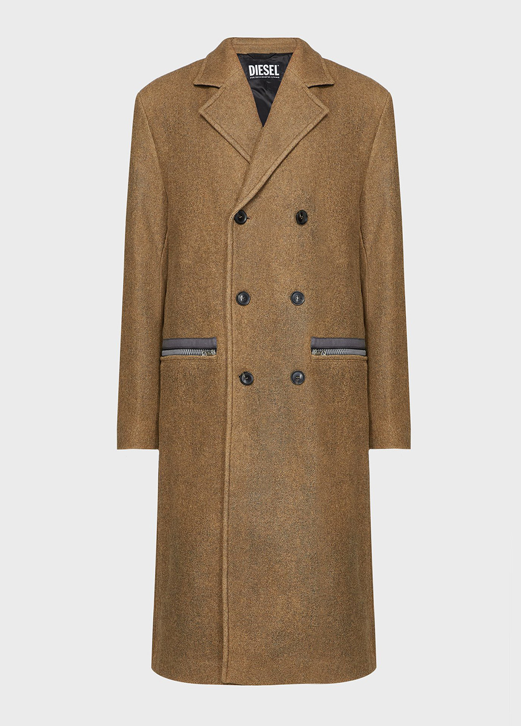 Коричневое демисезонное Пальто двубортное Diesel
