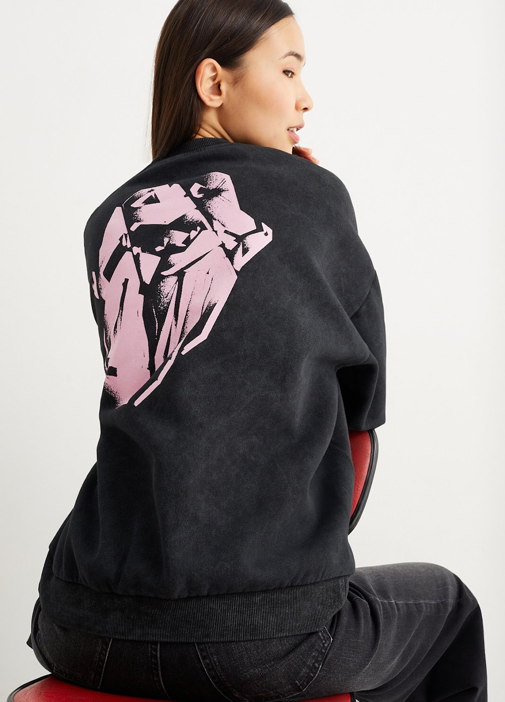 Чорний світшот C&A рок-гурт без декору (322945561)