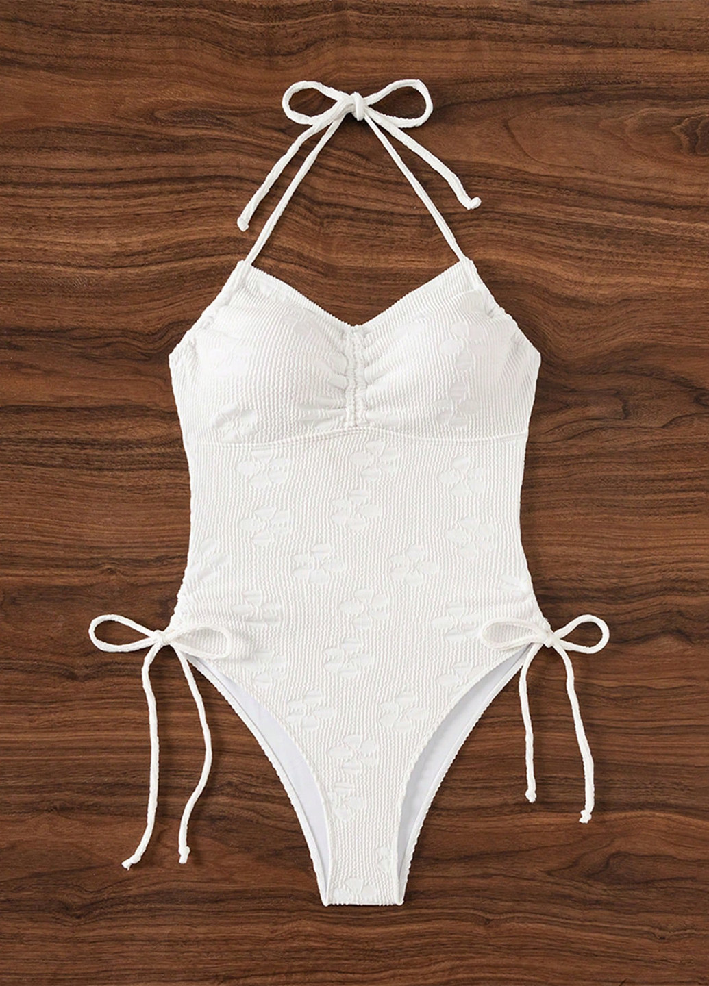 Білий літній купальник суцільний, майо SHEIN