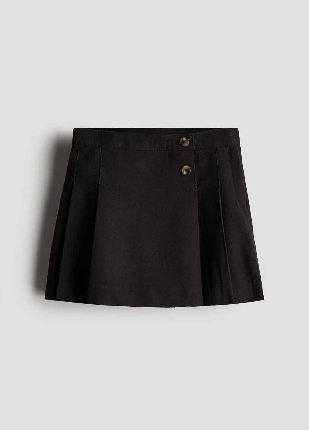 Черная кэжуал однотонная юбка H&M а-силуэта (трапеция)