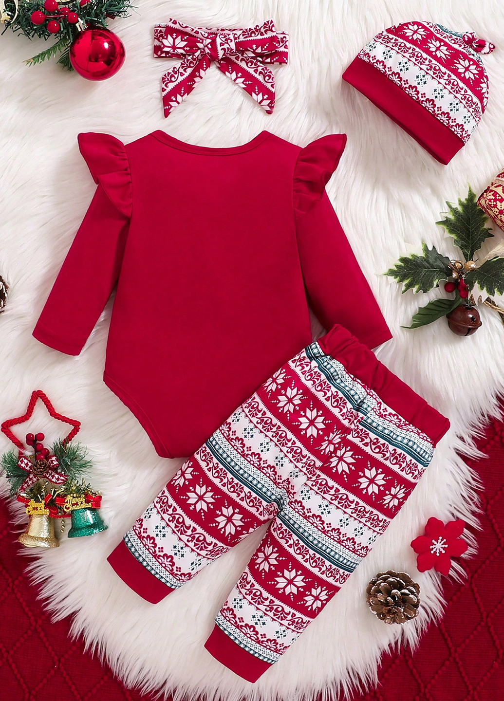 Червоний зимній костюм (боді, штани) брючний SHEIN