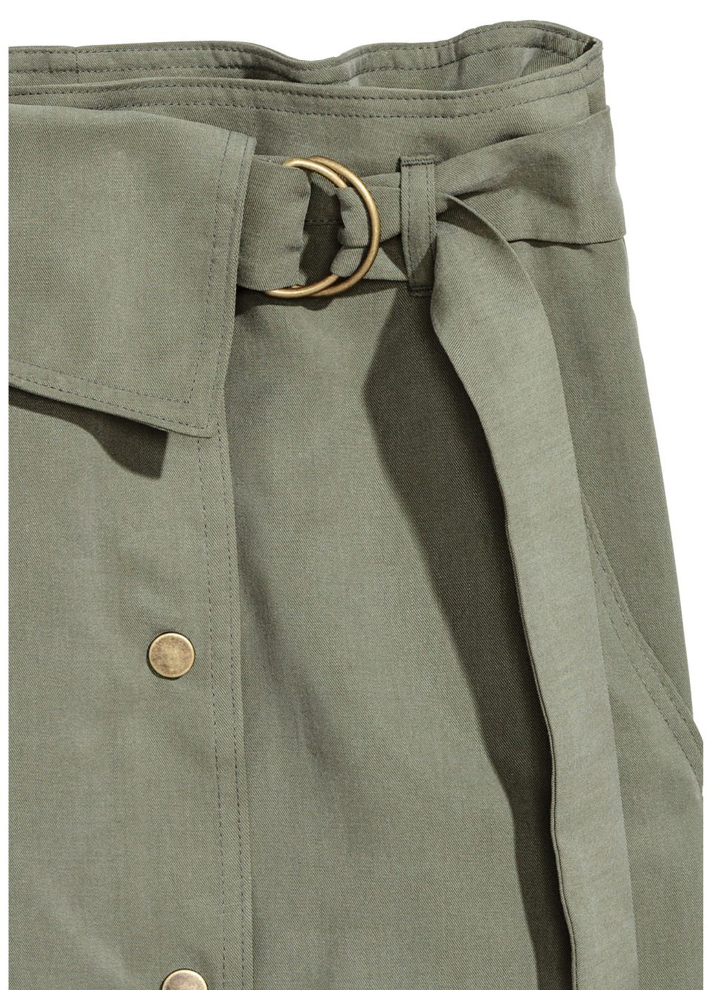 Оливковая (хаки) кэжуал однотонная юбка H&M на запах