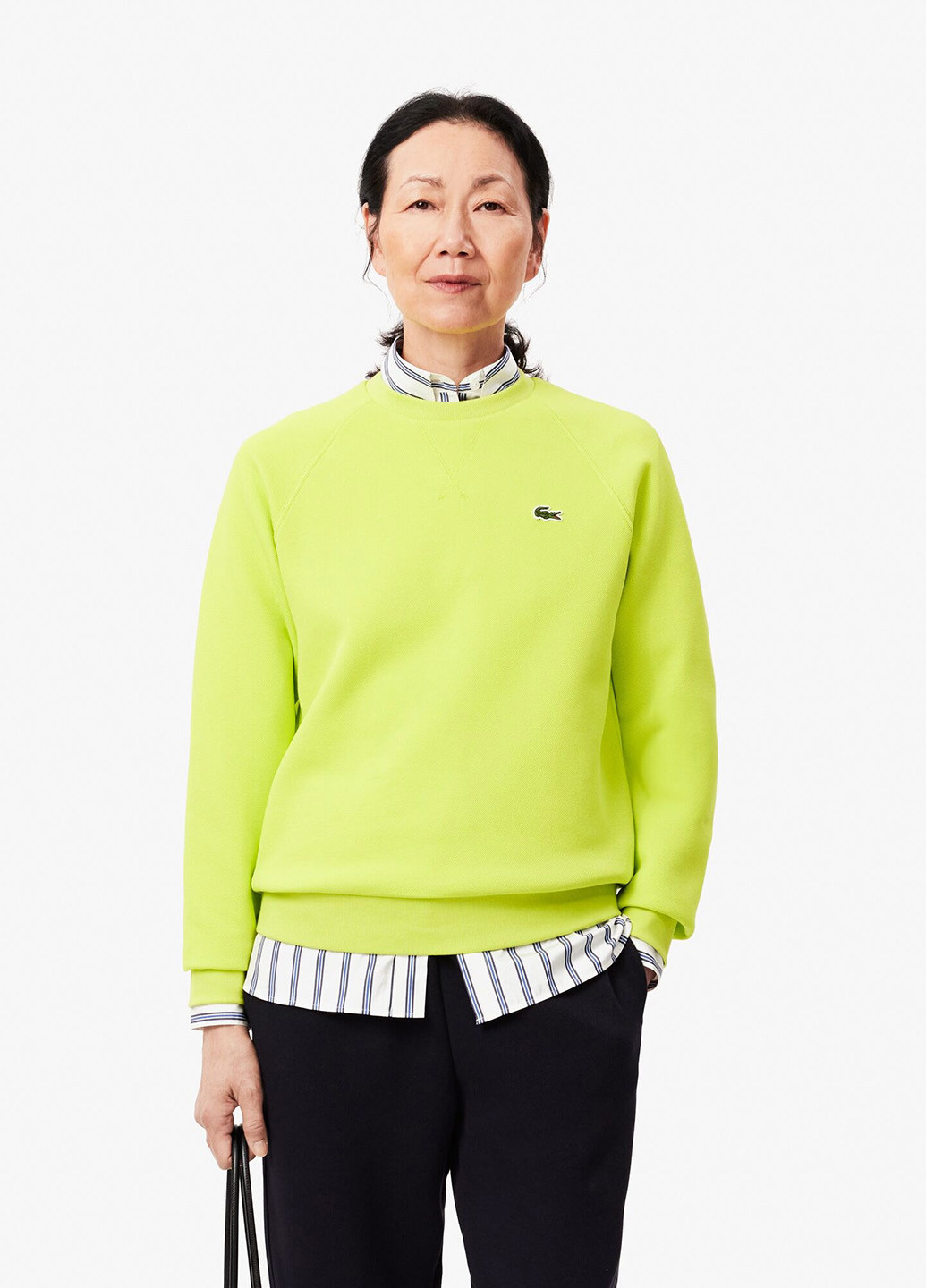 Салатовый свитшот Lacoste однотонный вышивка (329629214)