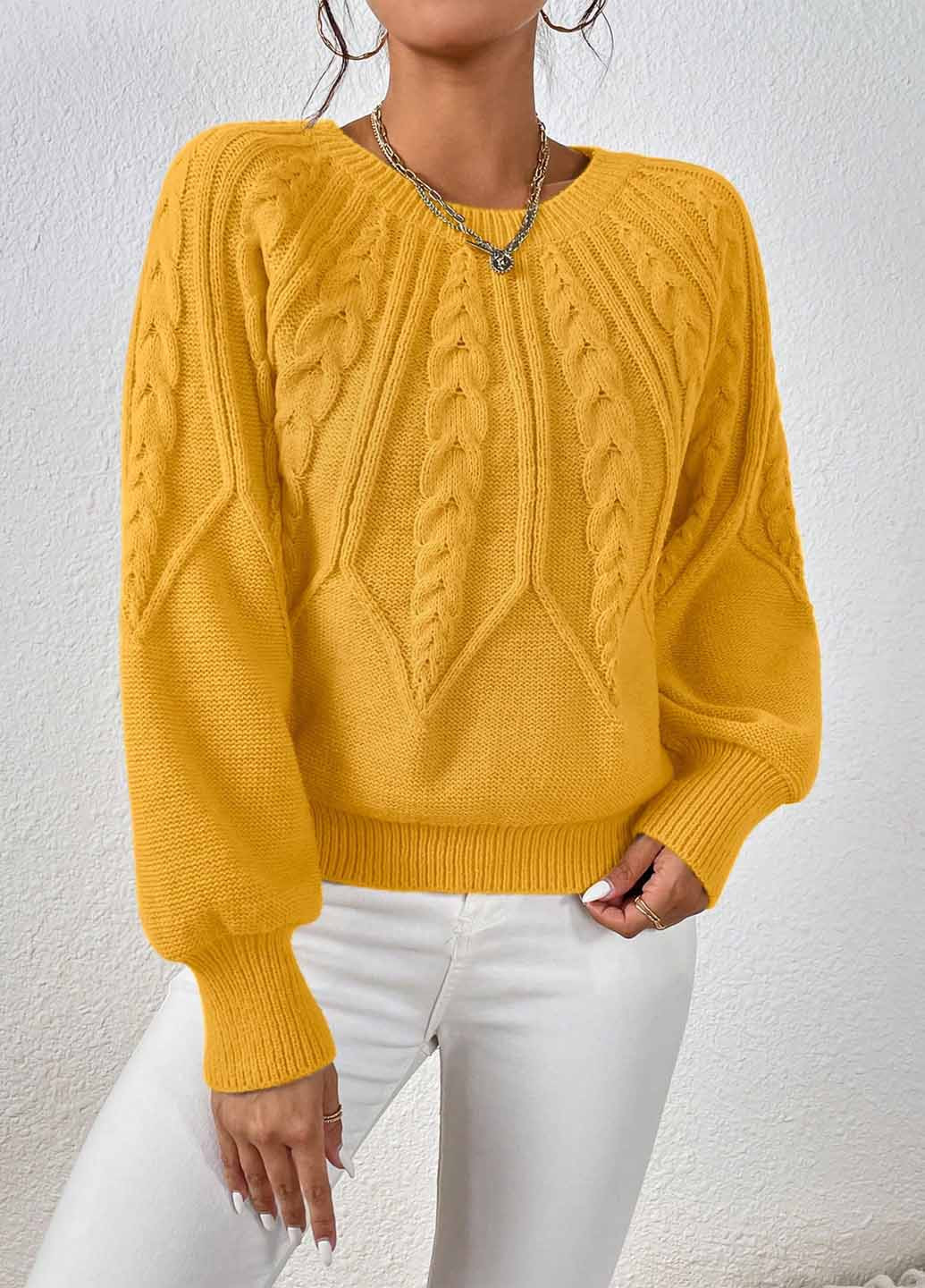 Гірчичний демісезонний светр SHEIN