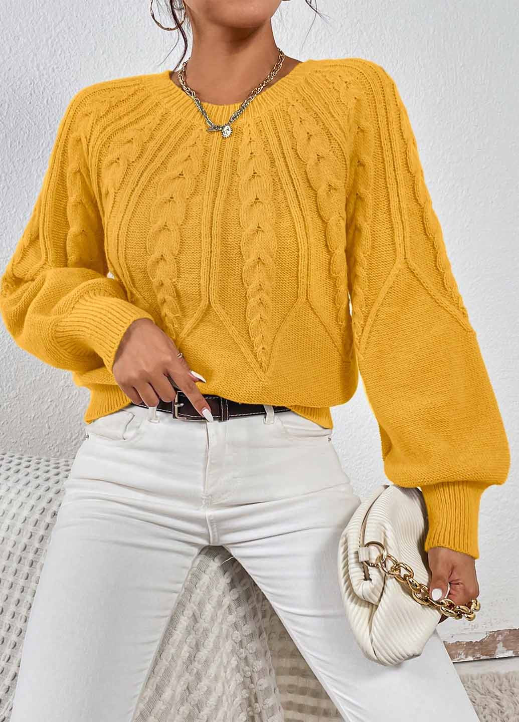 Гірчичний демісезонний светр SHEIN