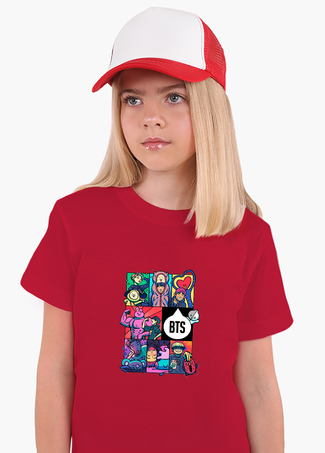 Красная демисезонная футболка детская бтс (bts)(9224-1078) MobiPrint