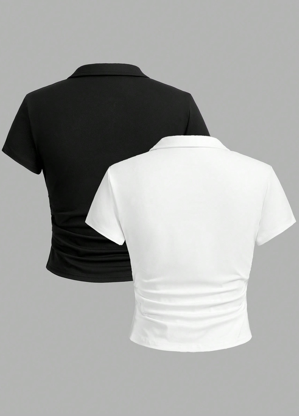 Черно-белая женская футболка-поло (2 шт.) SHEIN с рисунком