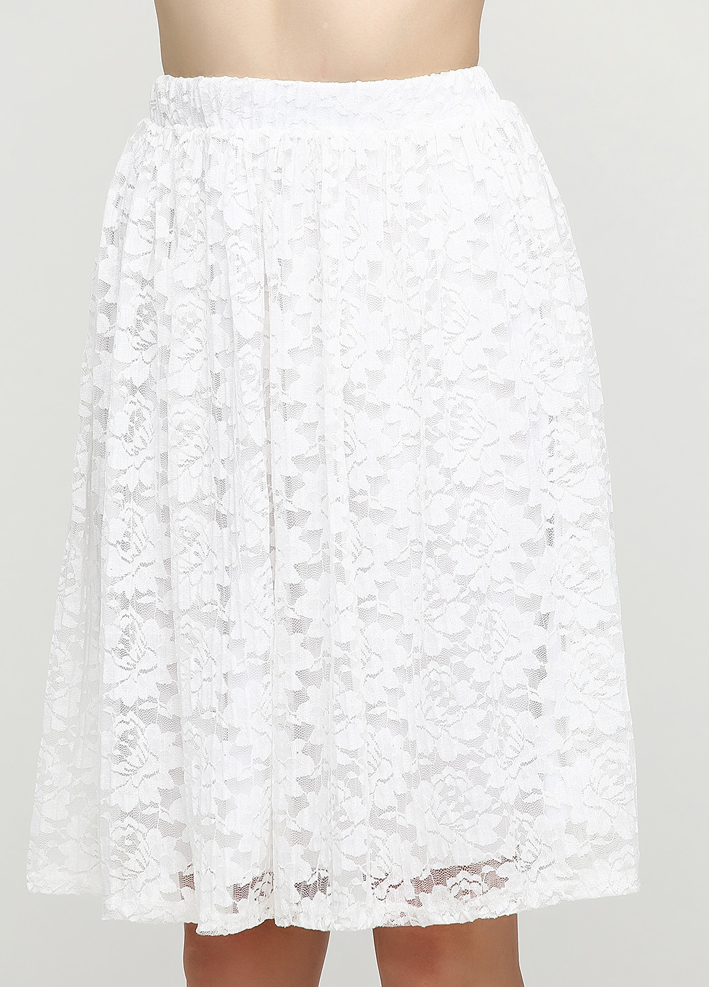Белая кэжуал однотонная юбка Cover Stitched плиссе