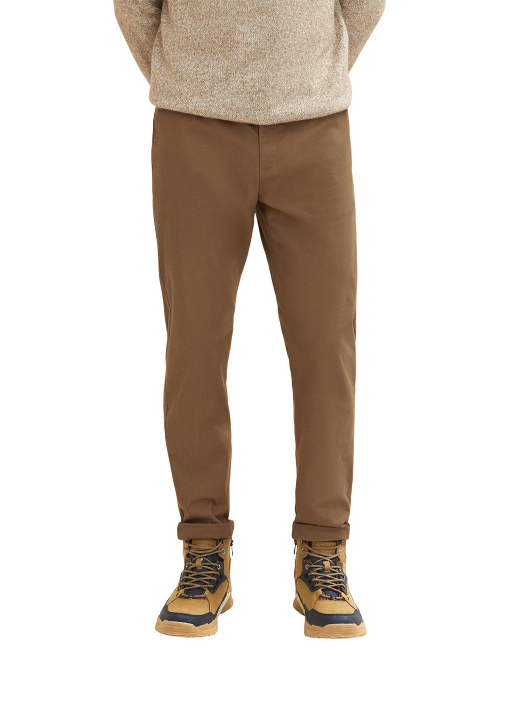 Темно-бежевые кэжуал демисезонные прямые, классические брюки Tom Tailor