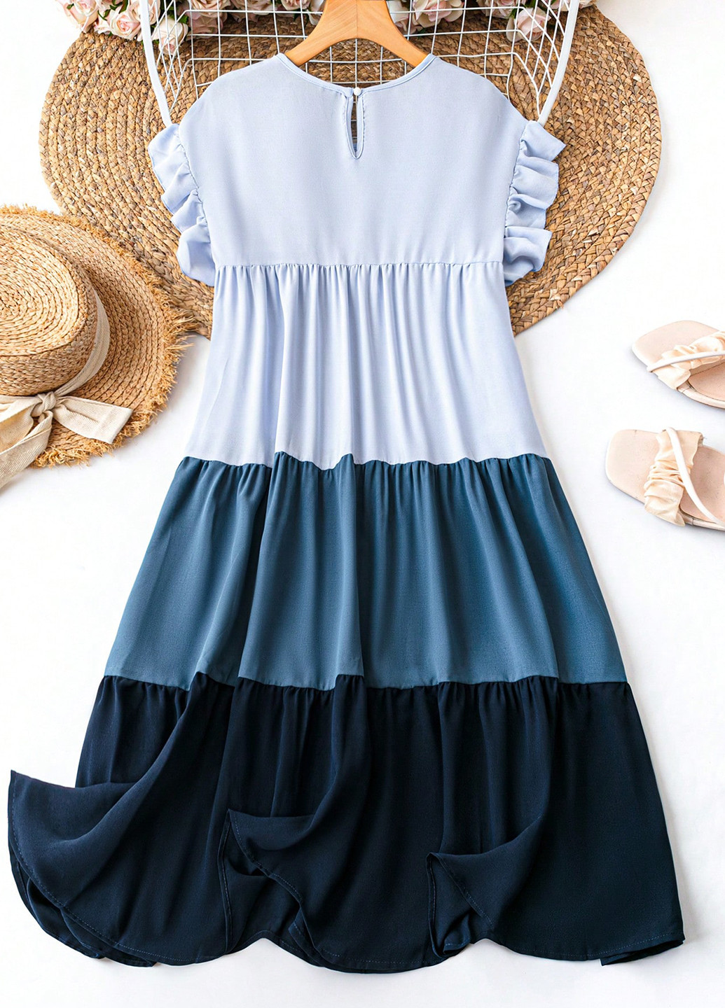 Синя кежуал сукня а-силует SHEIN колор блок