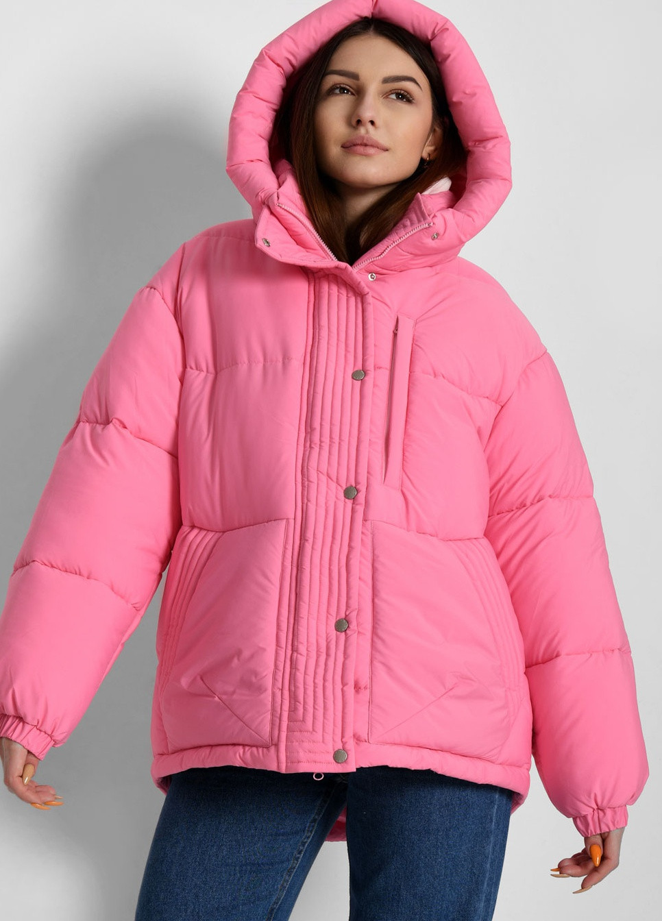 Розовая зимняя зимняя женская куртка оверсайз X-Woyz