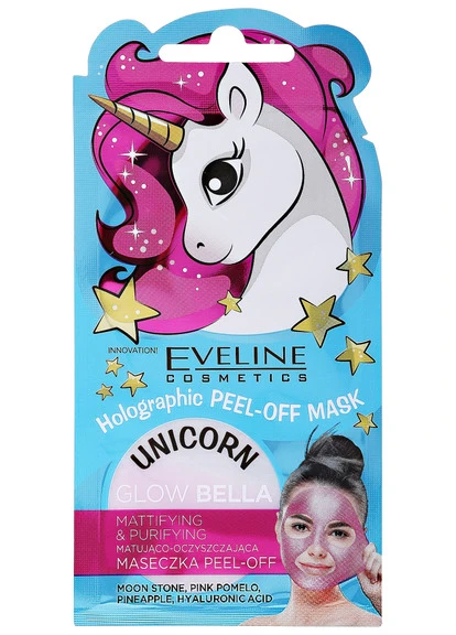 Відлущувальна маска для обличчя Unicorn Holographic Peel Off Mask Glow Pink Bella Eveline Cosmetics (250116429)