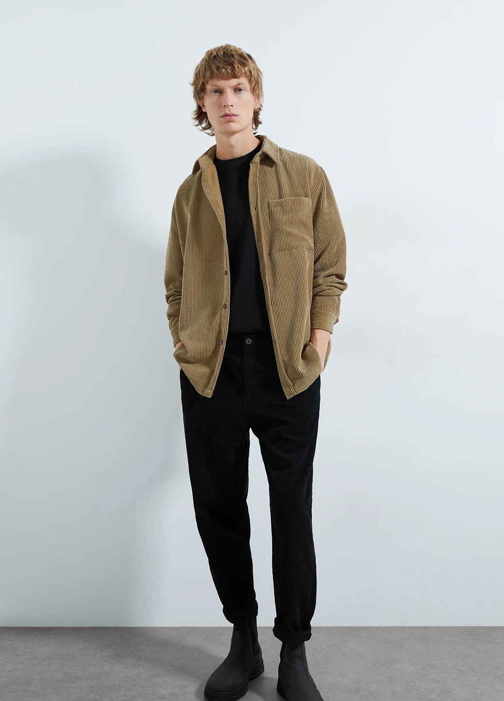 Темно-бежевая кэжуал рубашка однотонная Zara
