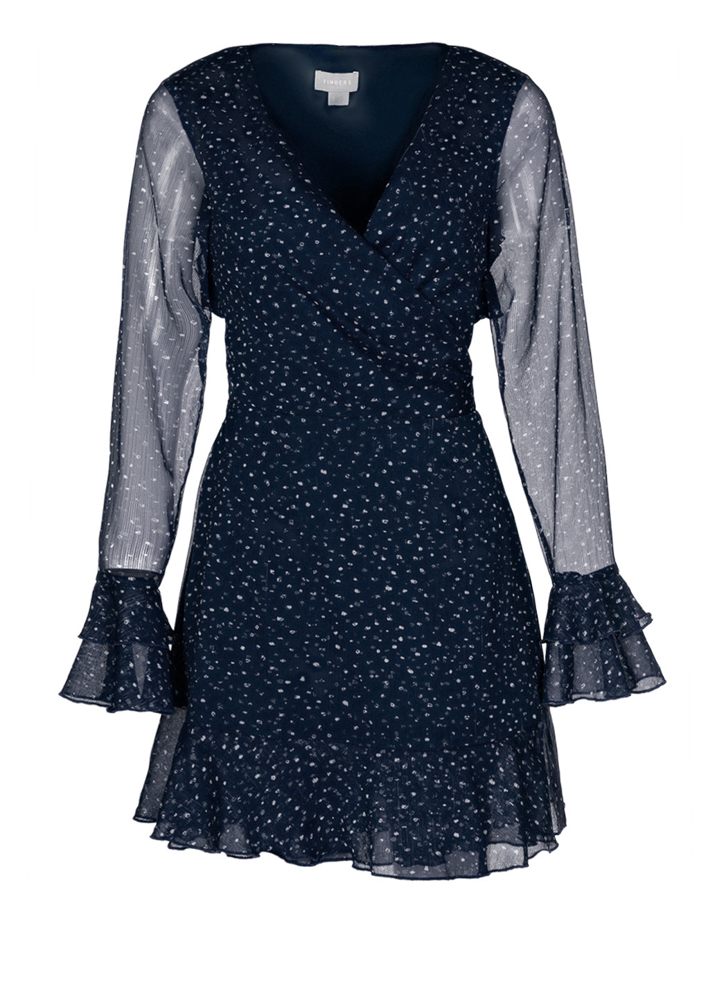 Темно-синя кежуал шифонова міні сукня на запах на запах Finders Keepers в горошок