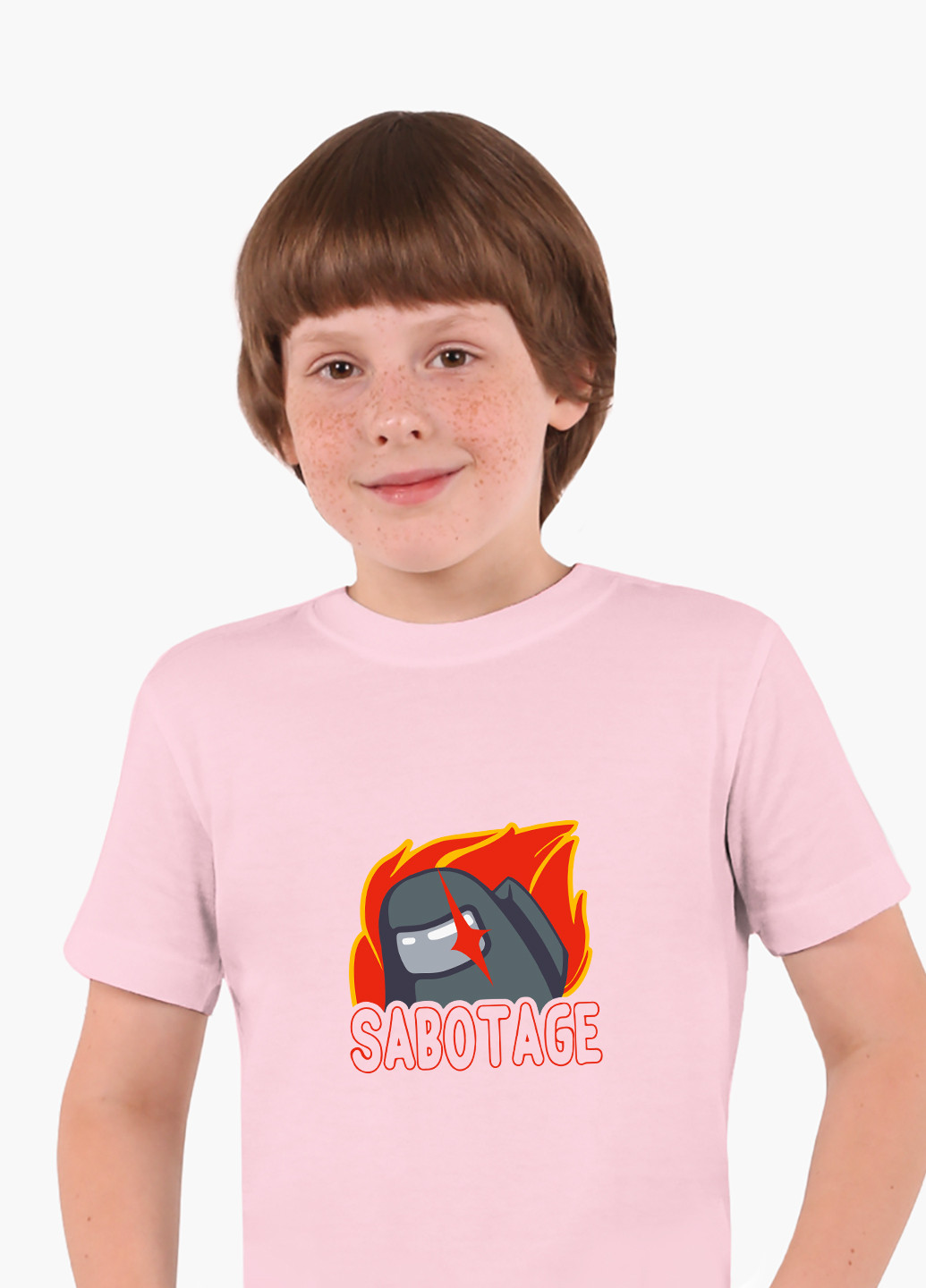 Розовая демисезонная футболка детская амонг ас (sabotage among us)(9224-2426) MobiPrint