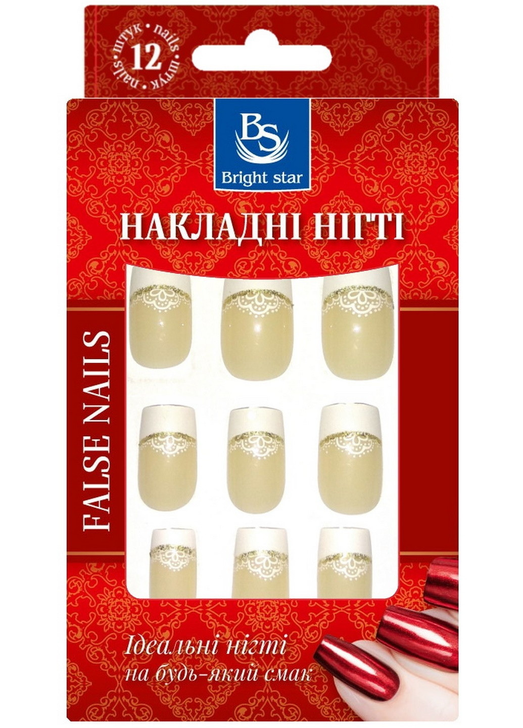 Ногти накладные с рисунком в упаковке 12 шт LRN-755-03 Bright Star (224808440)