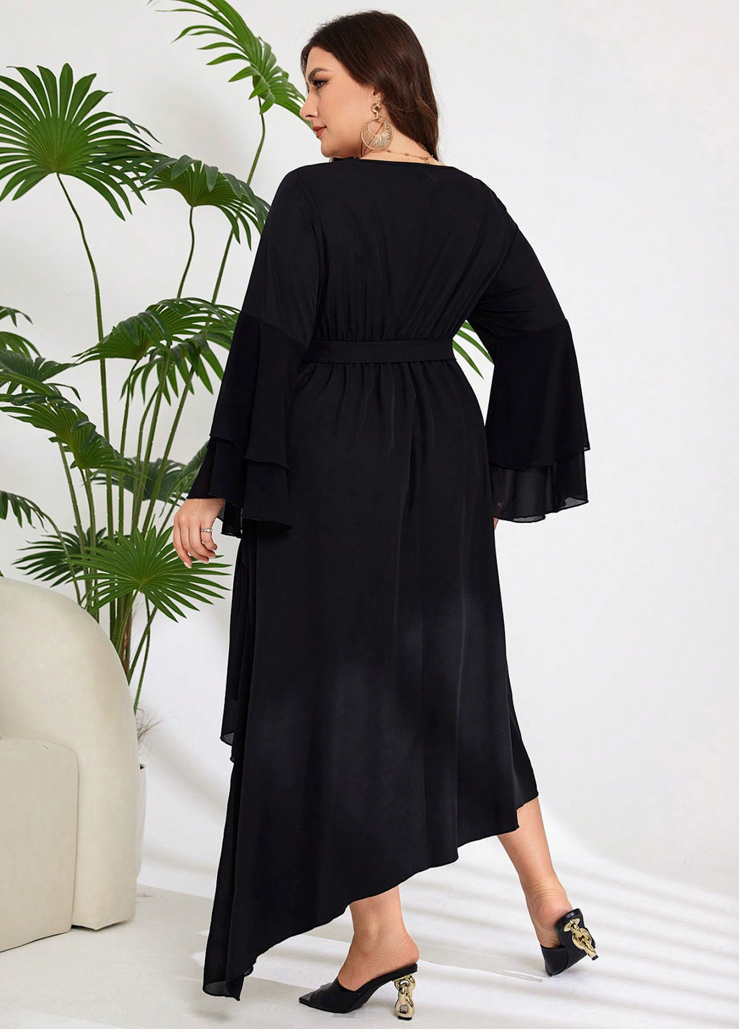 Чорна вечірня, кежуал сукня а-силует SHEIN однотонна