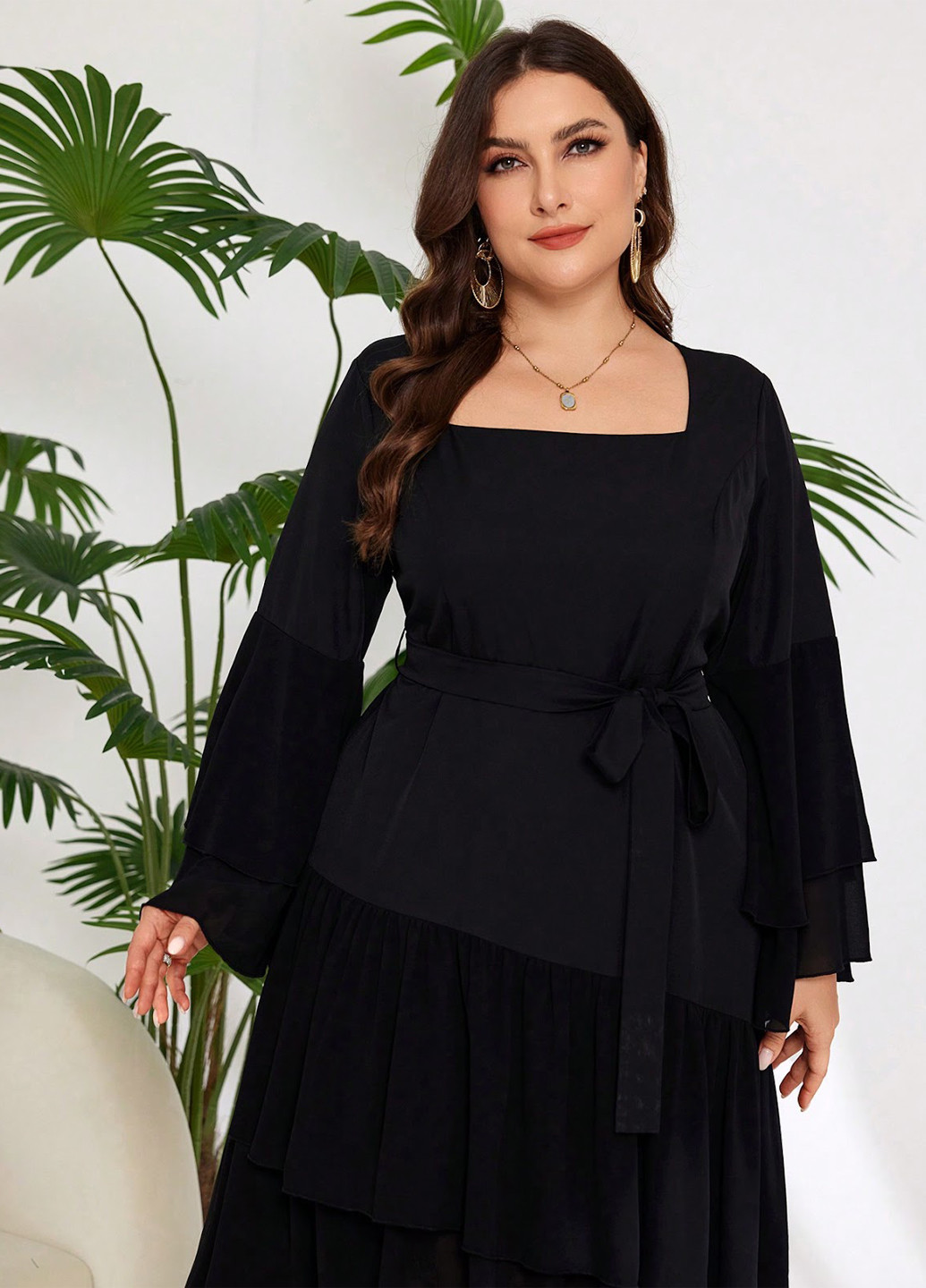 Чорна вечірня, кежуал сукня а-силует SHEIN однотонна