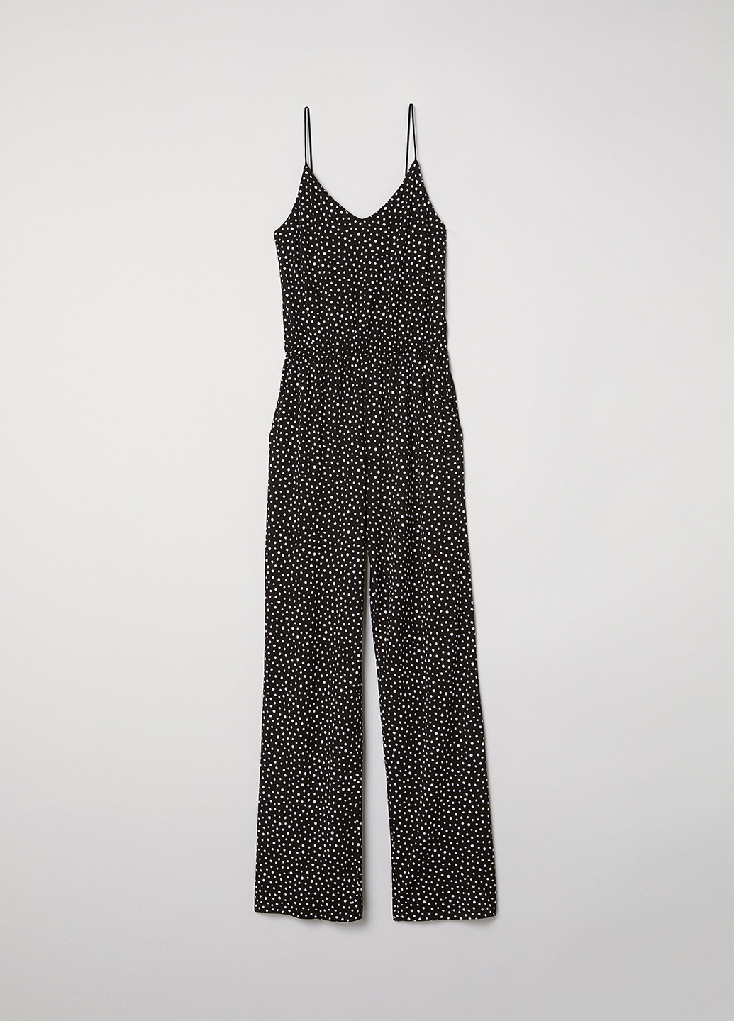 Комбинезон H&M комбинезон-брюки горошек чёрный кэжуал вискоза