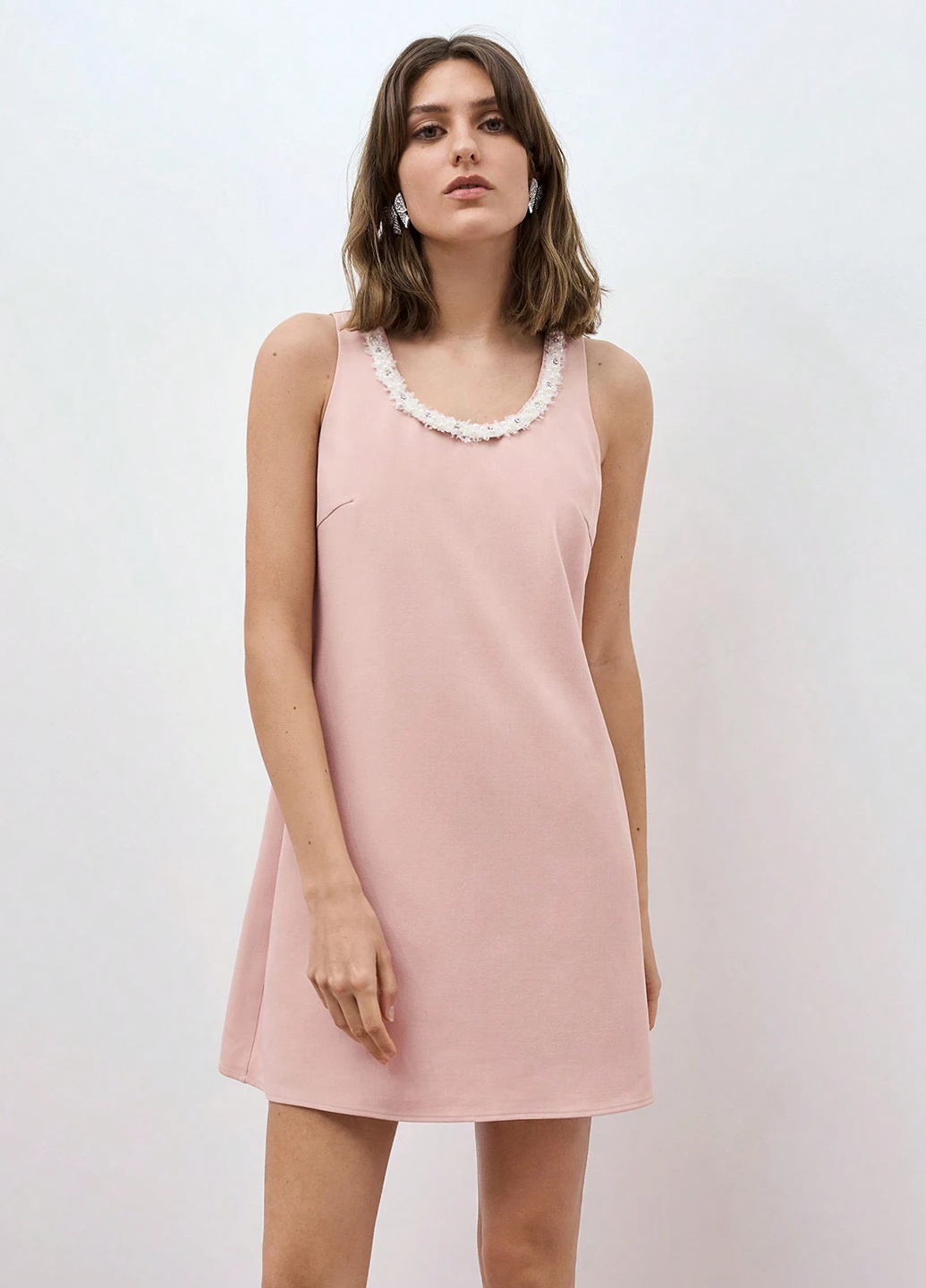 Розовое кэжуал платье а-силуэт SHEIN однотонное