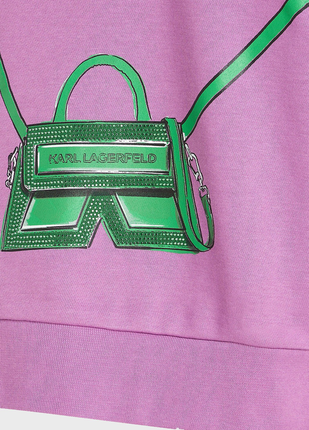 Бузковий світшот Karl Lagerfeld малюнок без декору (347295620)