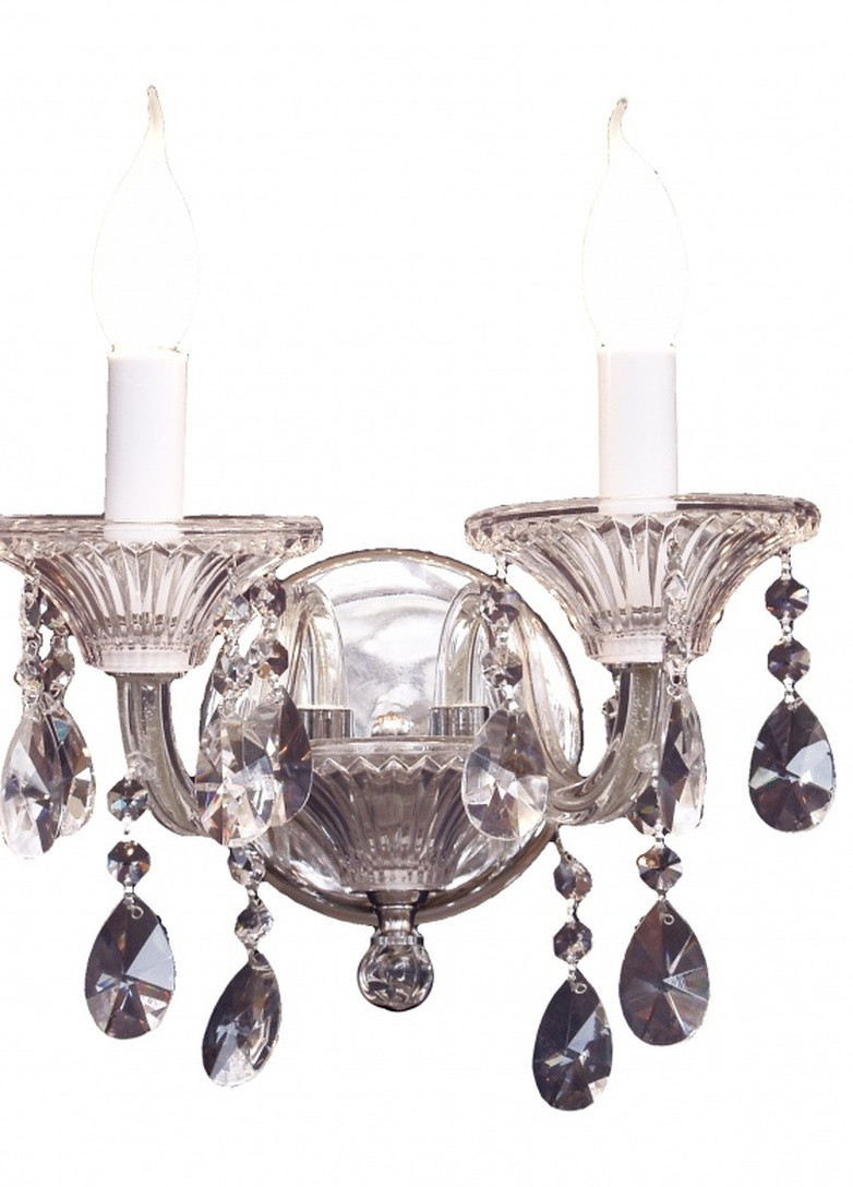 Бра настенное накладное хрустальное свеча барокко CR-411W/2CH Brille (253894240)