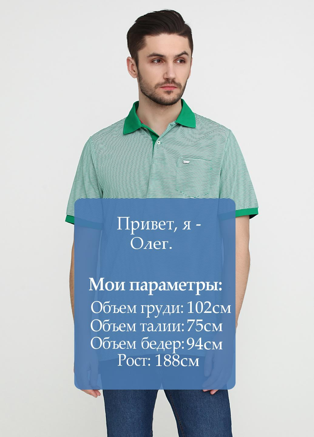 Зеленая футболка-поло для мужчин Ralph Lauren в полоску