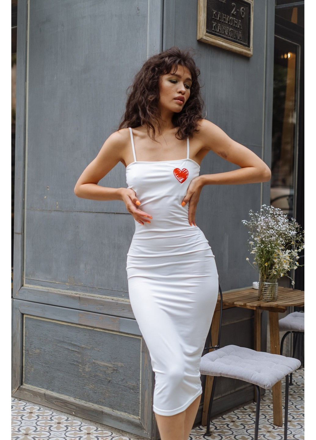 Белое кэжуал платье айм MANDARIN однотонное