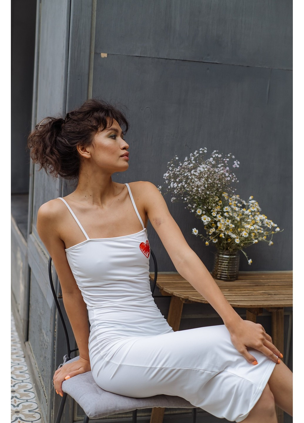 Белое кэжуал платье айм MANDARIN однотонное