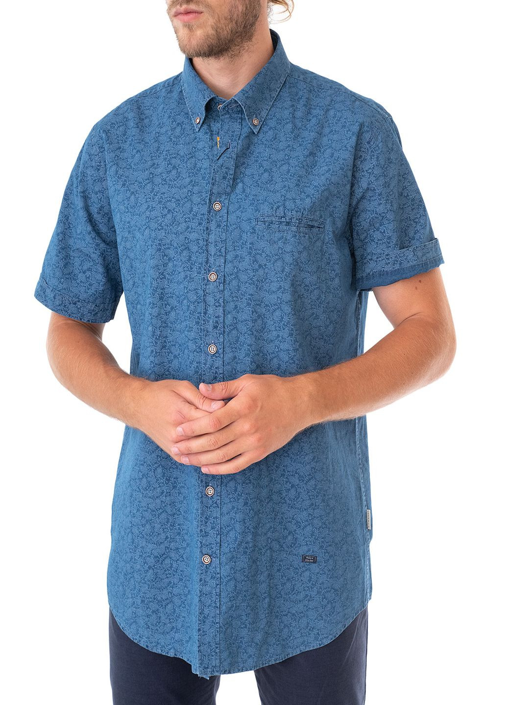 Синяя рубашка с рисунком Bugatti