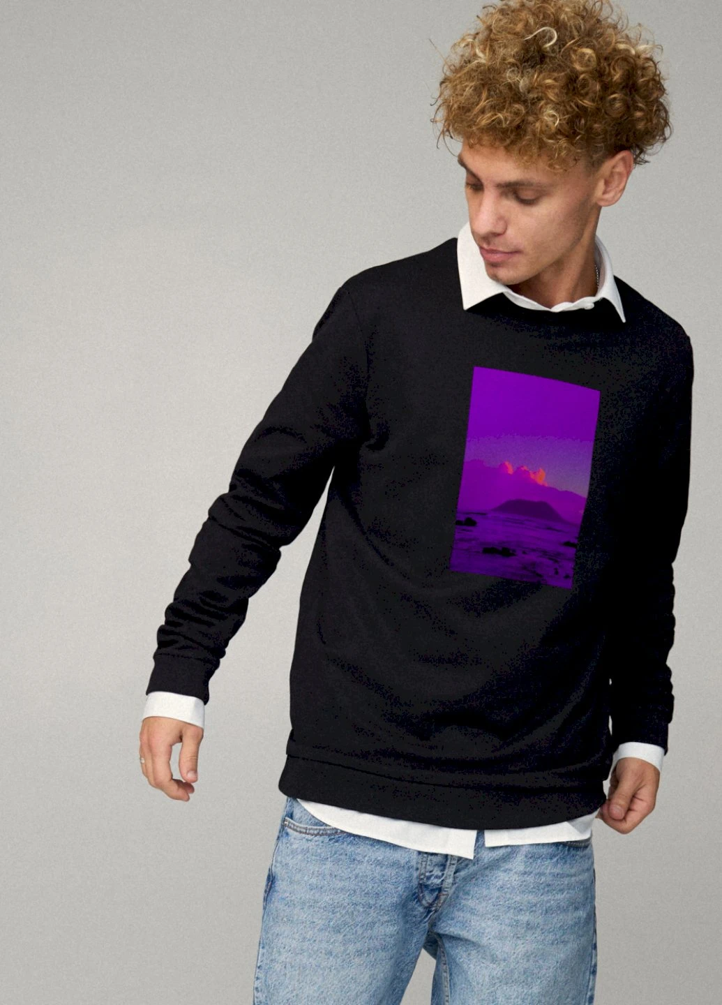 Чорний свитшот мужской oversize /no flis/ YAPPI малюнок (254557544)
