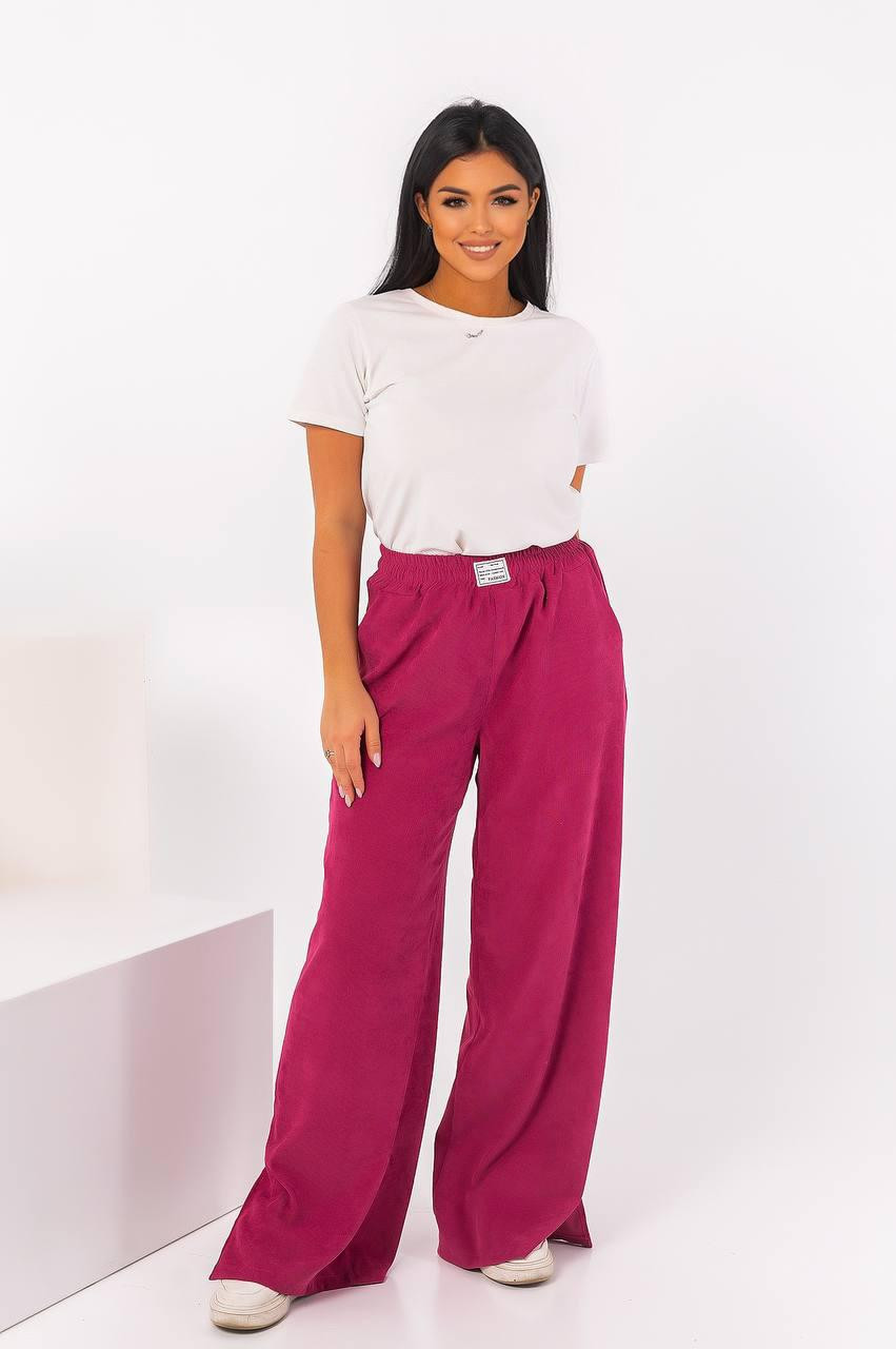 Женские брюки палаццо малинового цвета р.42/44 381807 New Trend (255401022)
