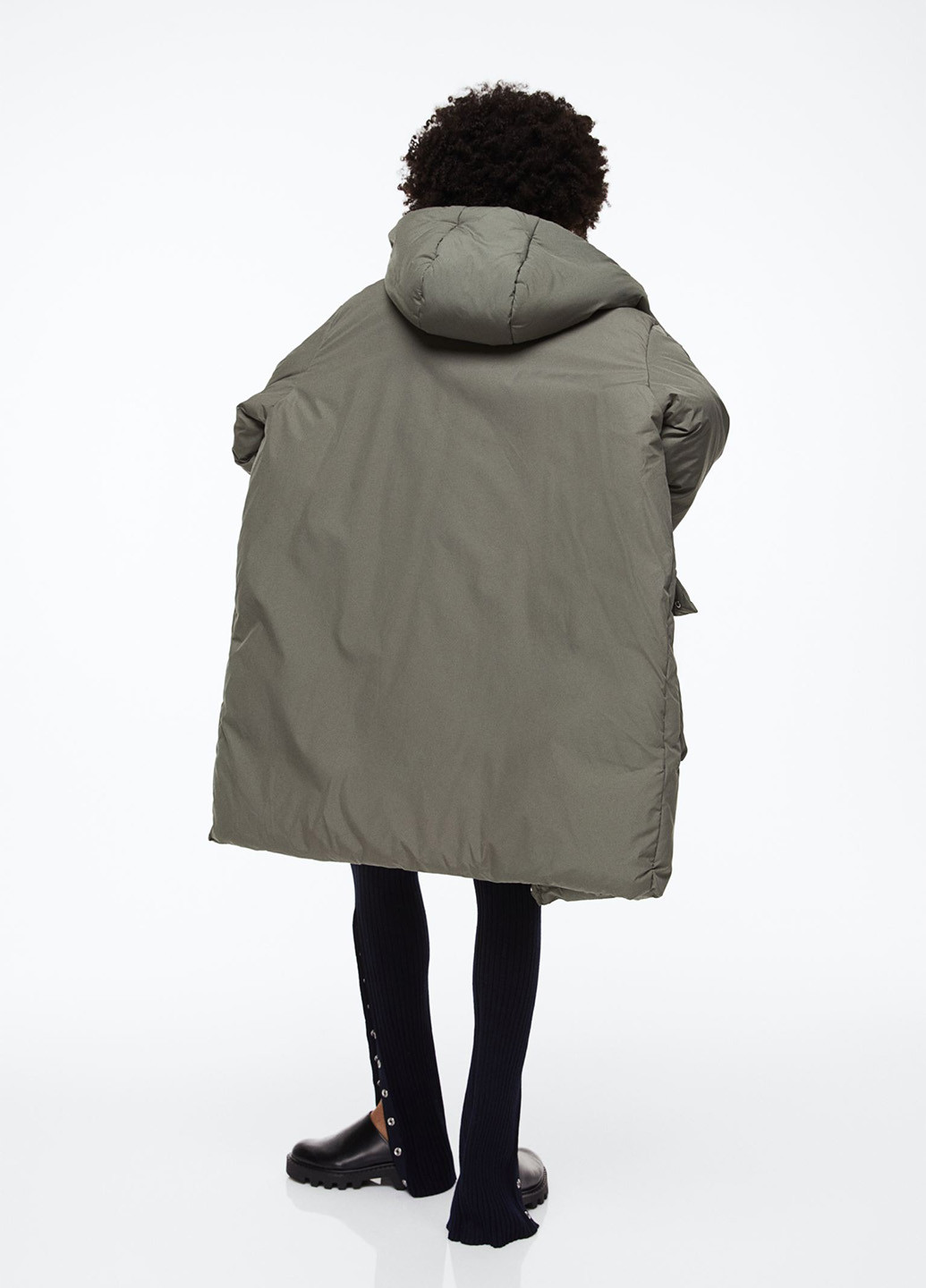 Оливкова (хакі) демісезонна куртка продовжена вільного крою H&M